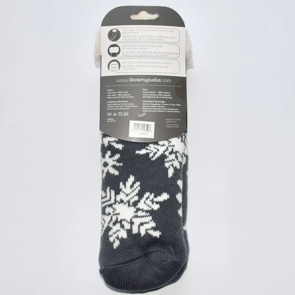 NEW Pudus Snowflake Slipper Socks - One Size